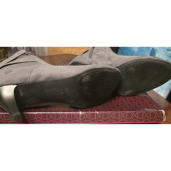 Dexflex Comfort Boots Size 11 Ankle Booties Gray Grey Faux Suede Heels Preowned - Picture 6 of 6